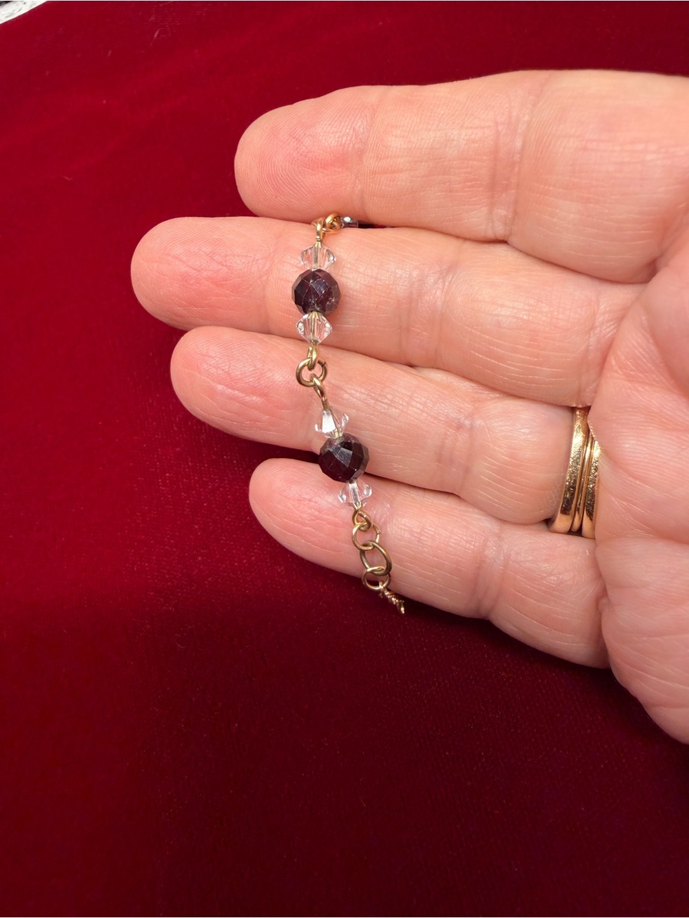 Lot of Handmade Beaded Bracelets - crystal, garnets, tourmaline, seed beads - Picture 4 of 9